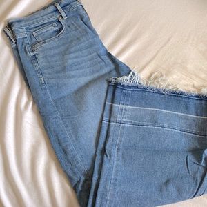 Loft cropped raw hem wide leg jeans
